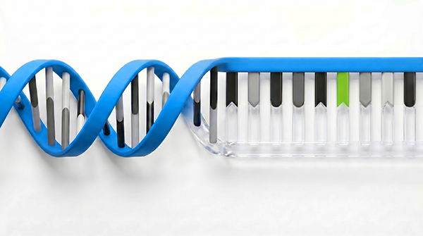 DNA sequencing read showing one SNV variant highlighted among many base pairs